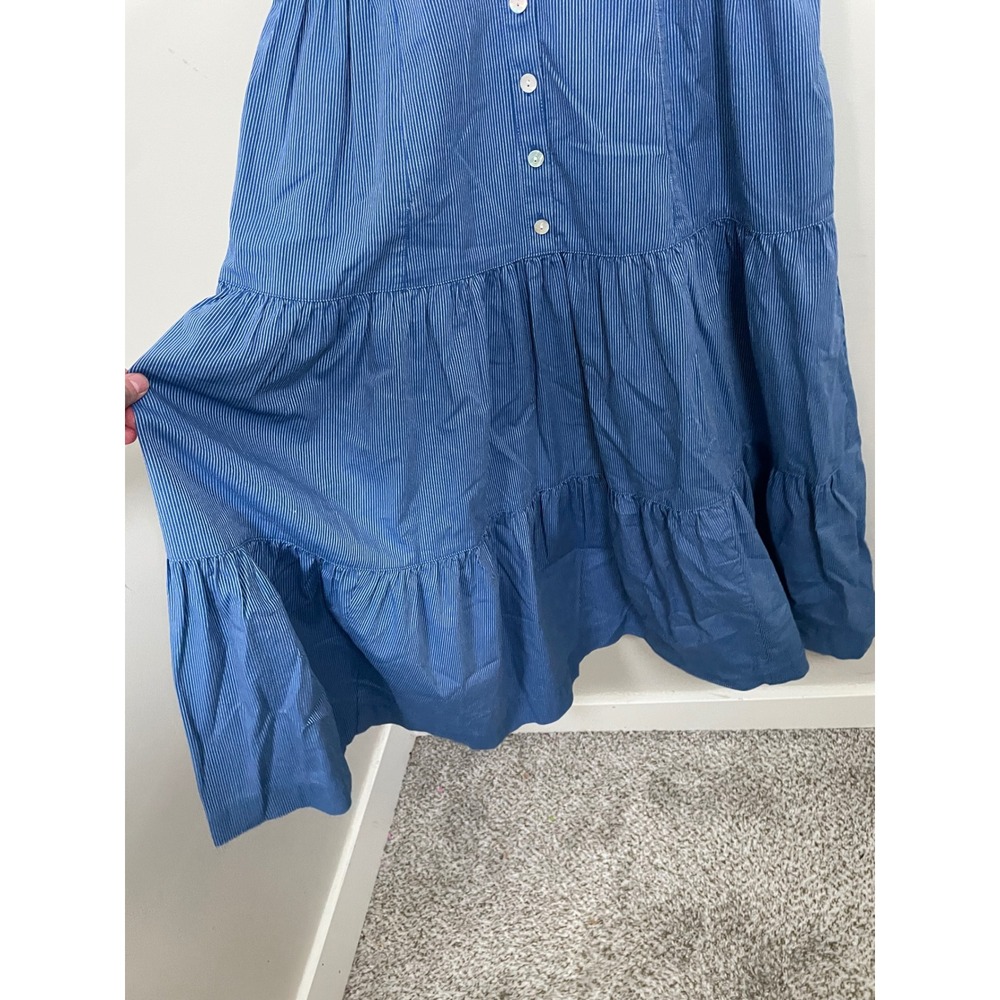Madewell Stripe Button-Front Tiered Midi Dress Size 6 Classic Timeless Summer - Picture 5 of 11
